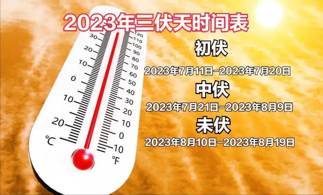 2023年三伏天时间表(2023年入伏是几点几分，三伏天一共有多少天)