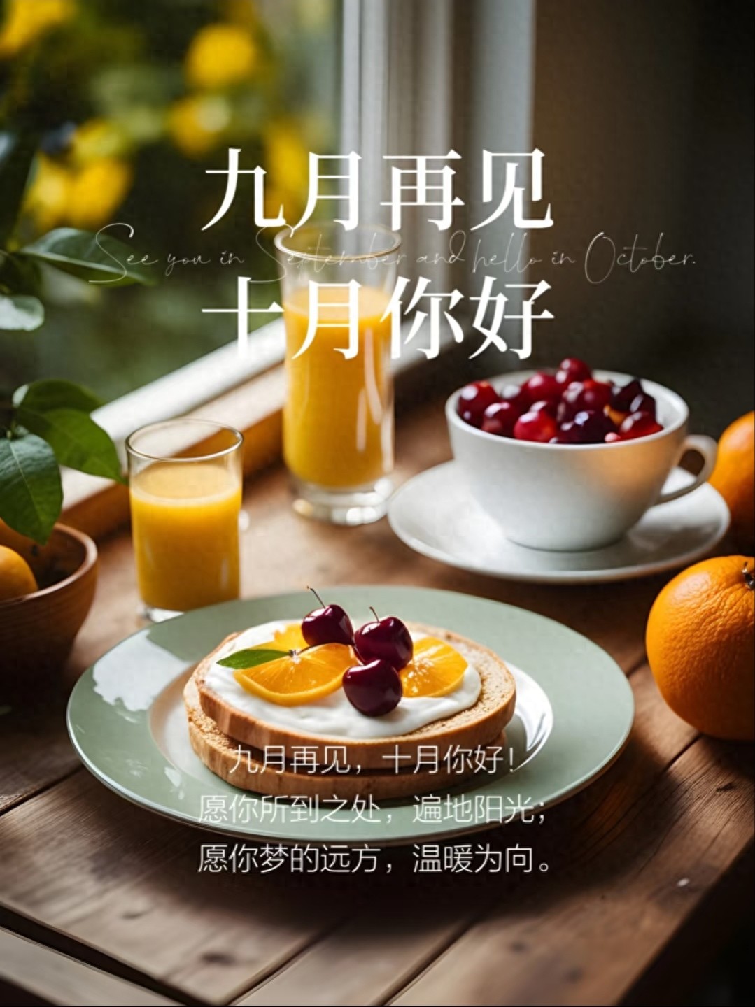 九月再见十月你好语录20句，愿一切美好如约而至！