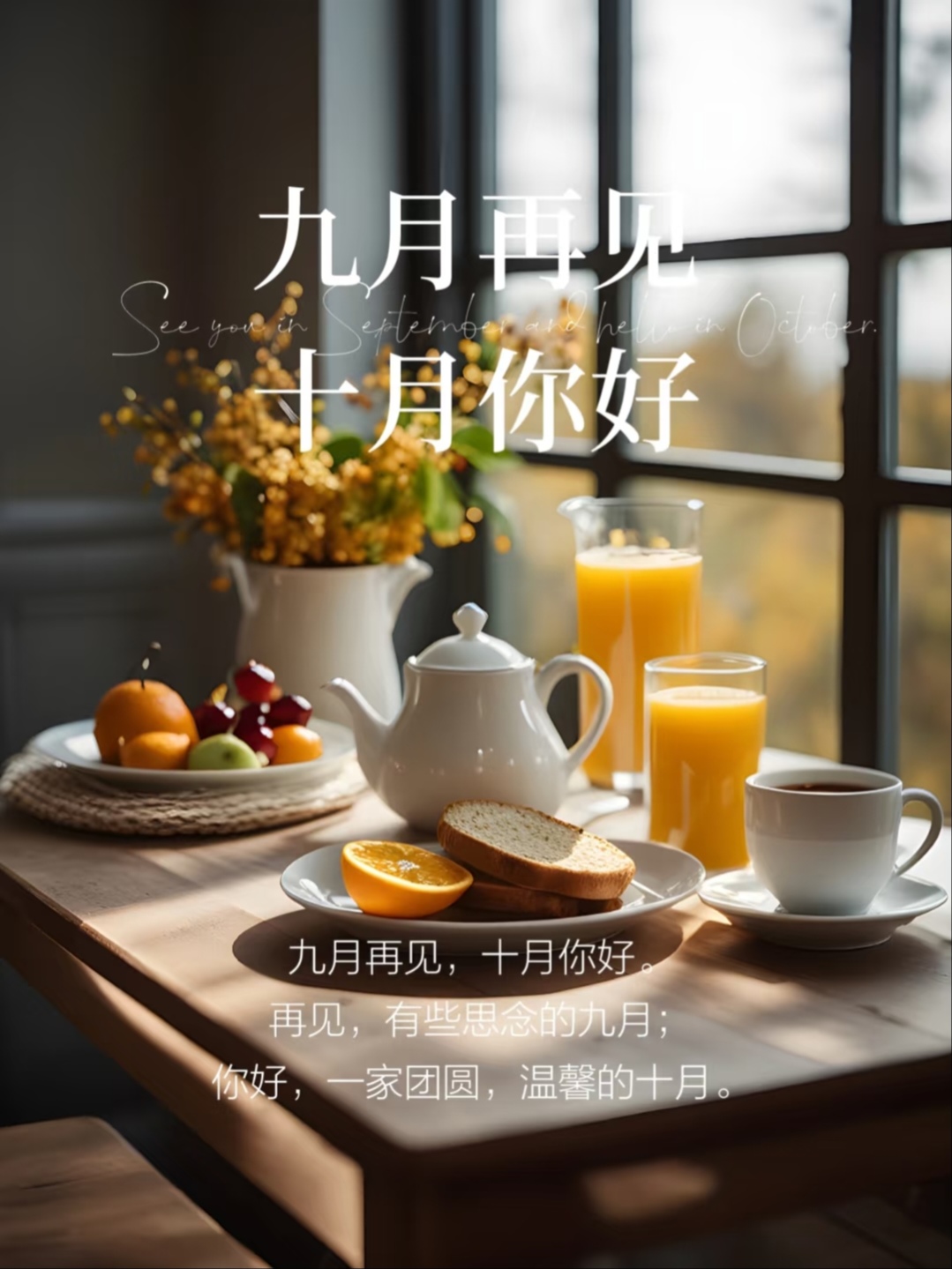 九月再见十月你好语录20句，愿一切美好如约而至！